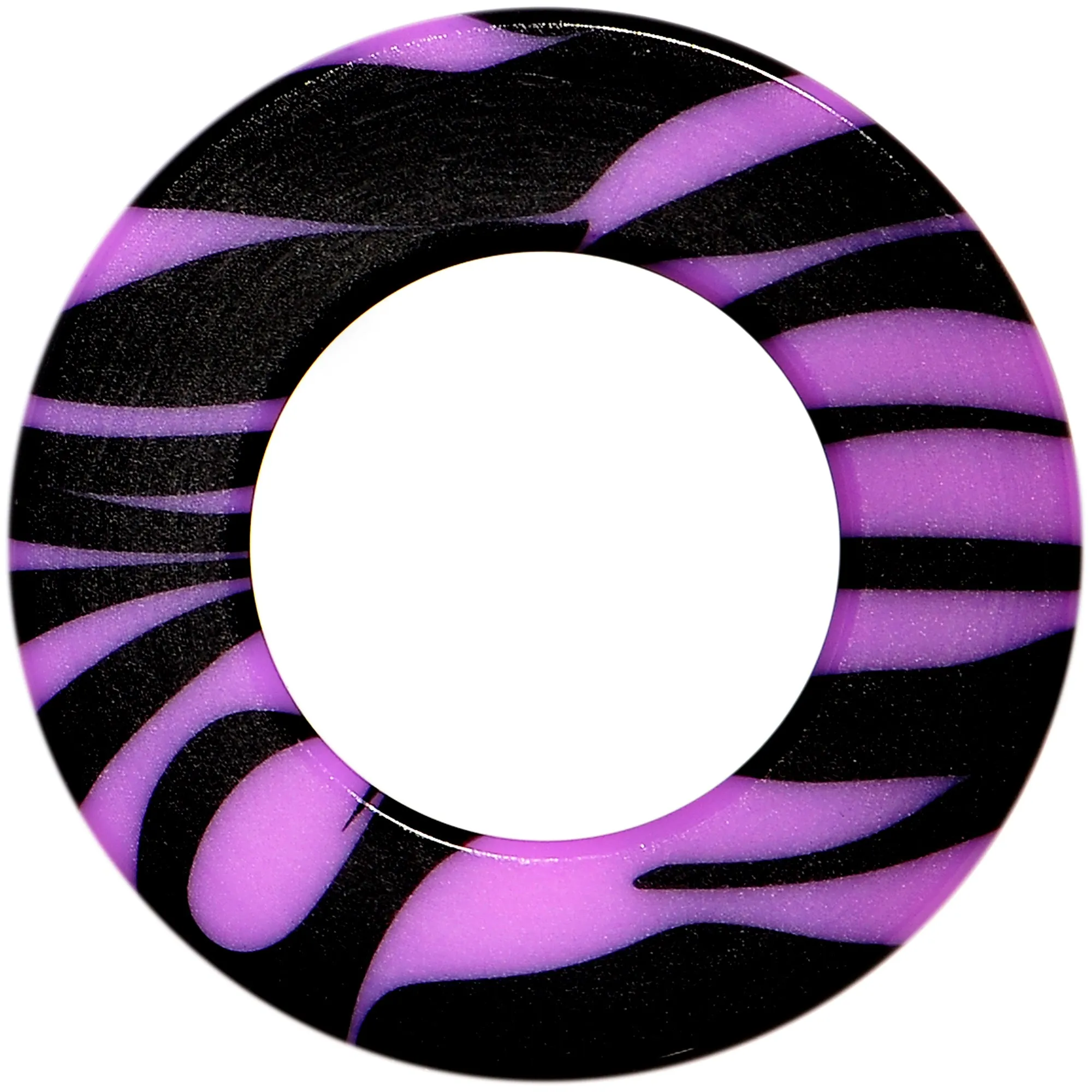 00 Gauge Purple Black Acrylic Zebra Striped Screw Fit Tunnel Plug Set