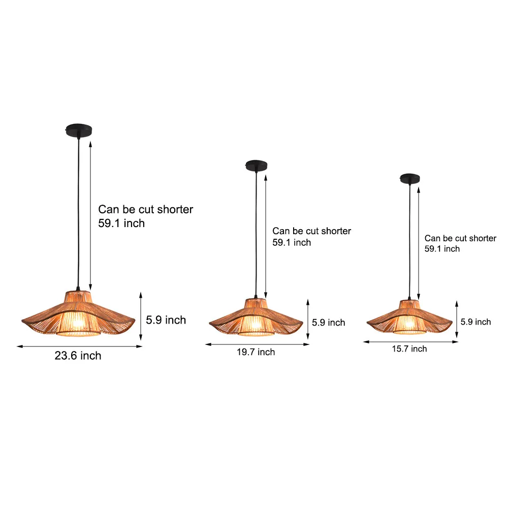 1-Light Double Layer Hemp Rope Weaving Umbrella Pendant Light Kitchen Pendant Ceiling Lighting