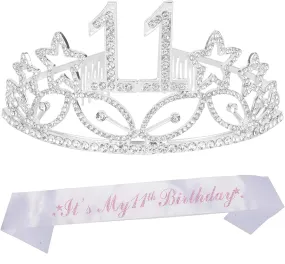 11th Birthday Decorations for Girls,Birthday 11th,11 Birthday Sash,11th Birthday Party