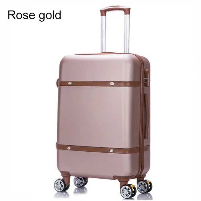 20'24'26' Retro Zipper Spinner Casters With Lock Luggage, Pc Shell Rolling Luggage Bag Trolley Case