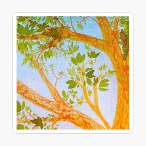 2.75x2.75” Summer Branches (Watercolor) Square Sticker