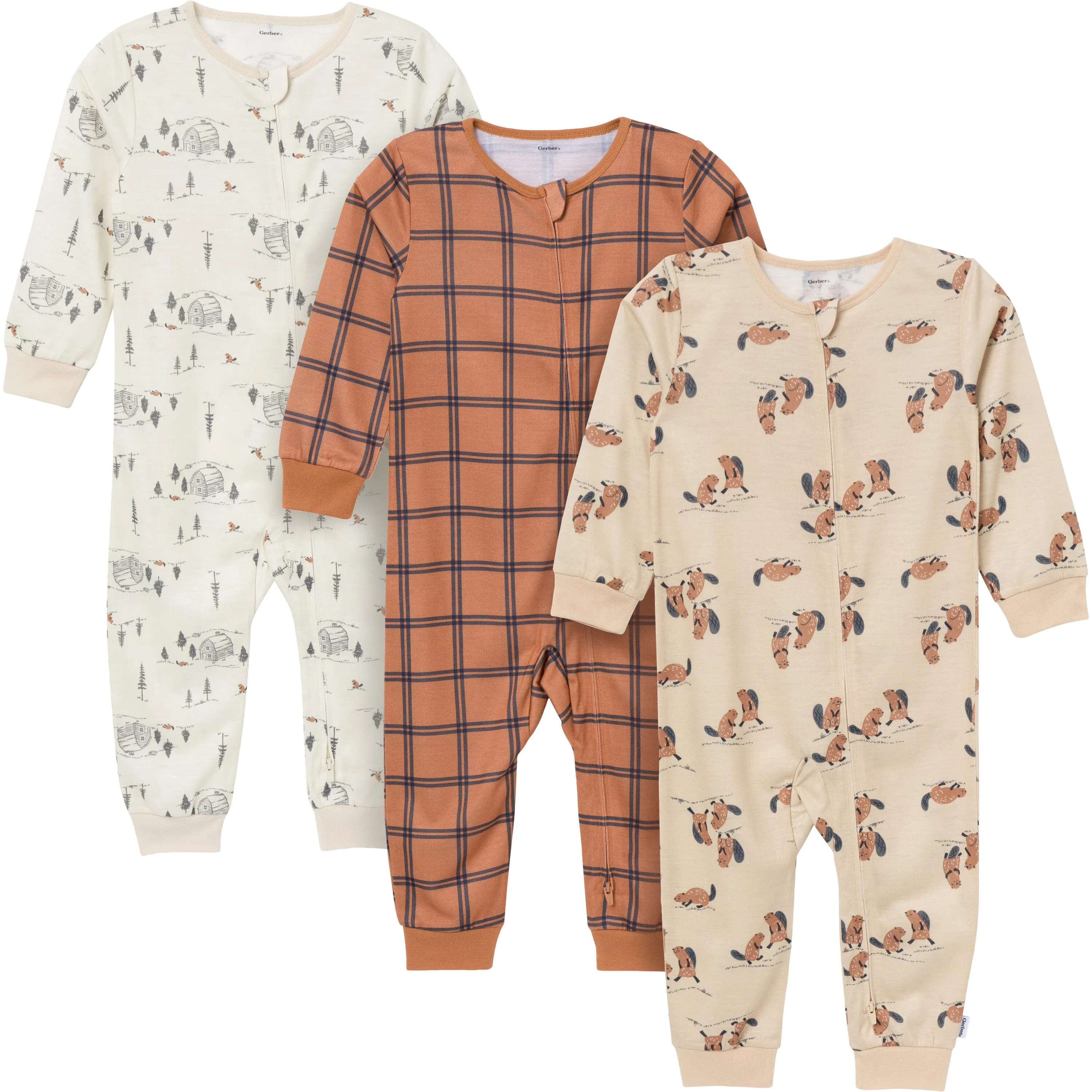 3-Pack Infant & Toddler Boys Outdoors Footless Pajamas