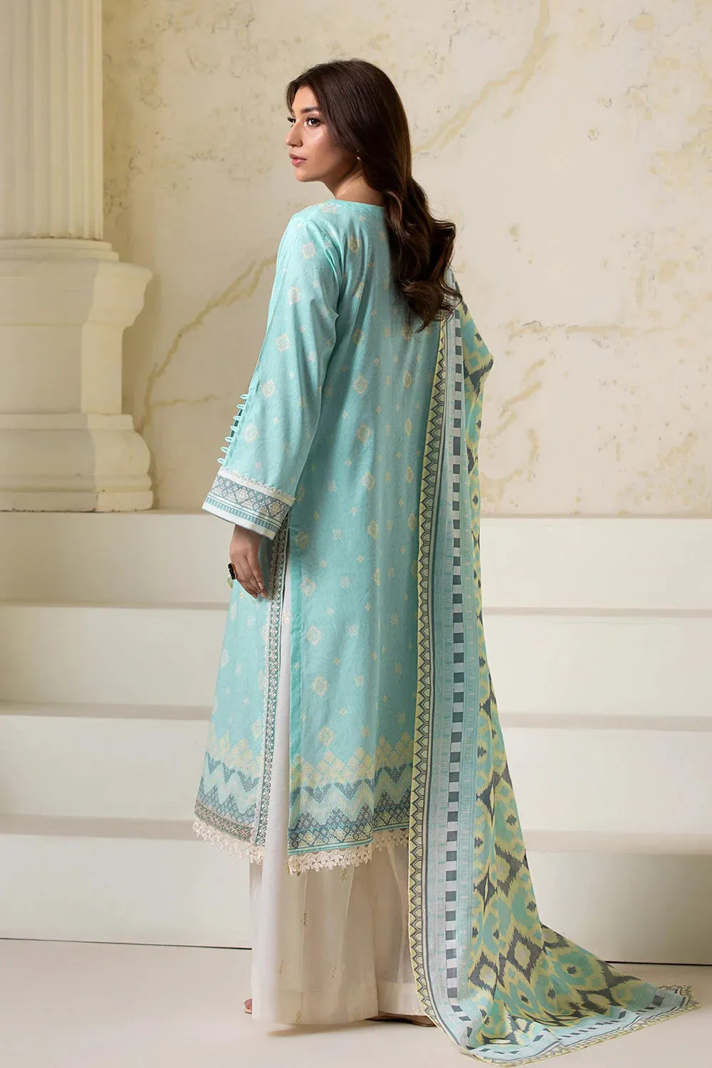 3PC Embroidered Unstitched Lawn Suit KL-2608