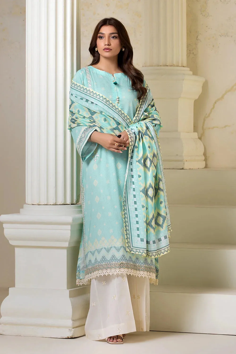 3PC Embroidered Unstitched Lawn Suit KL-2608