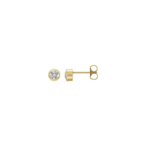 4 mm Round White Diamond Bezel Earrings (14K)