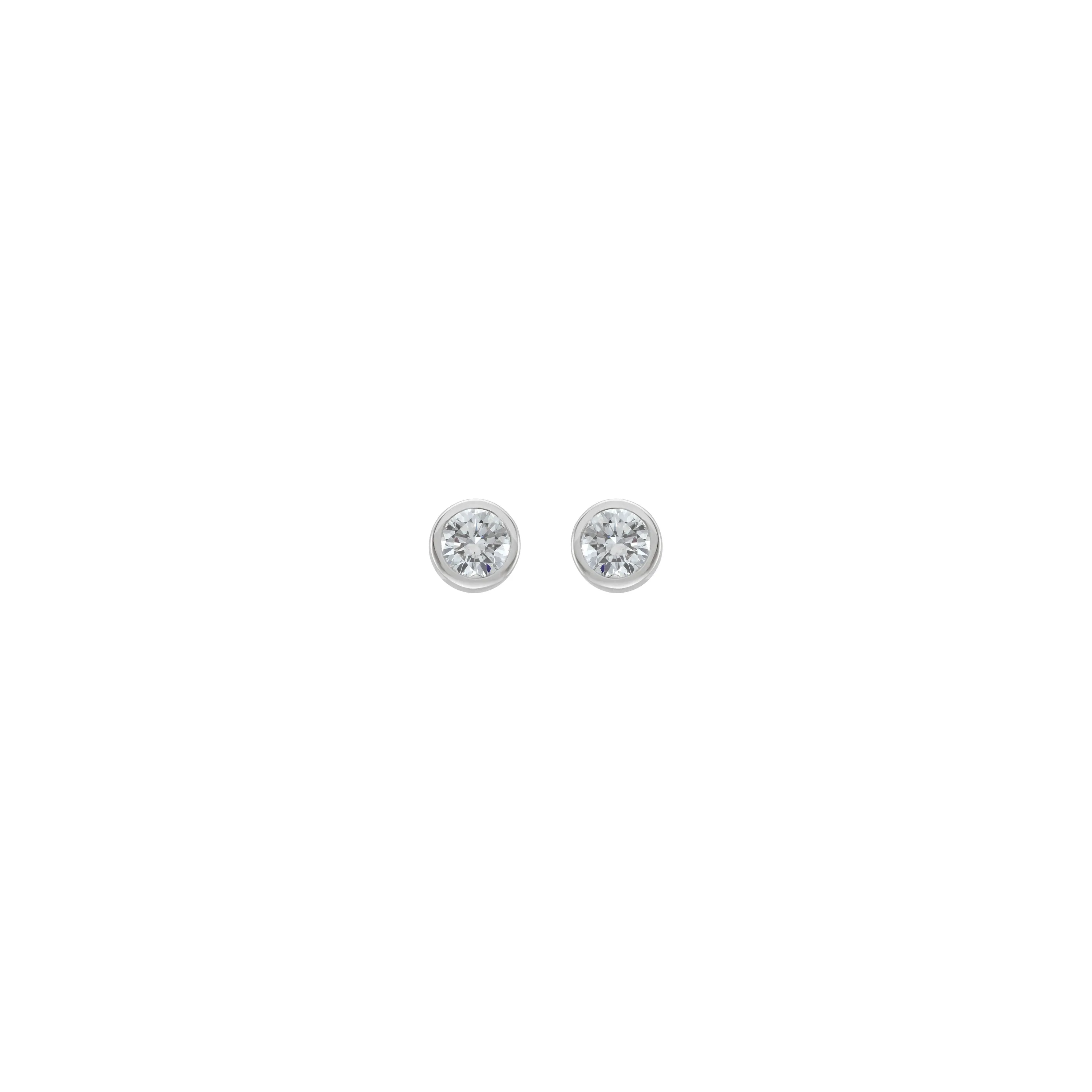 4 mm Round White Diamond Bezel Earrings (14K)