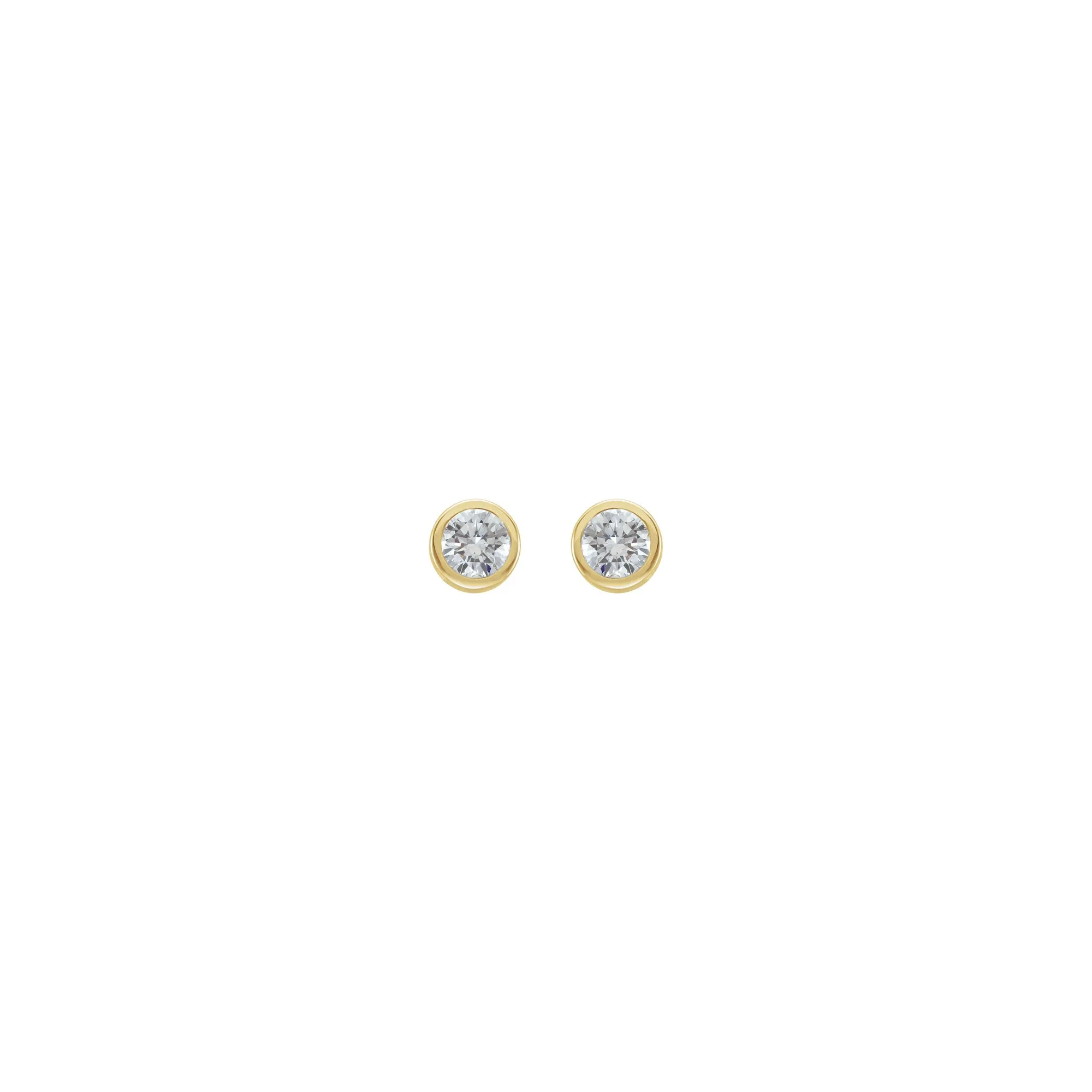 4 mm Round White Diamond Bezel Earrings (14K)