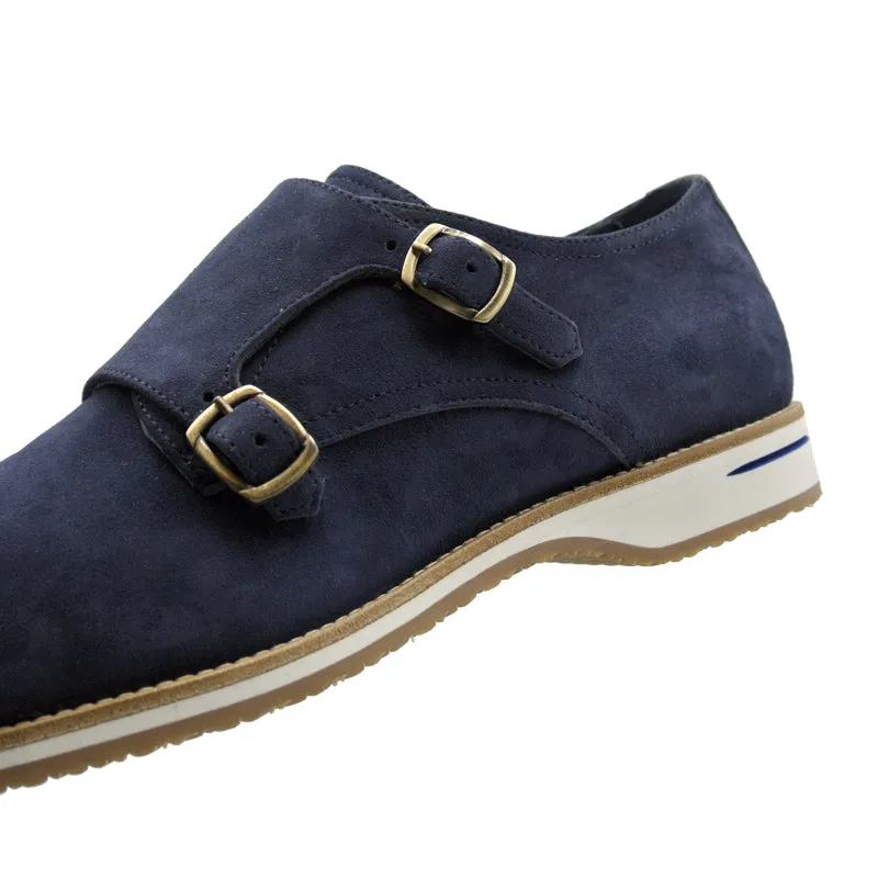 56-100-BLU LEGERRA Sueded Goatskin Monkstrap, Blue