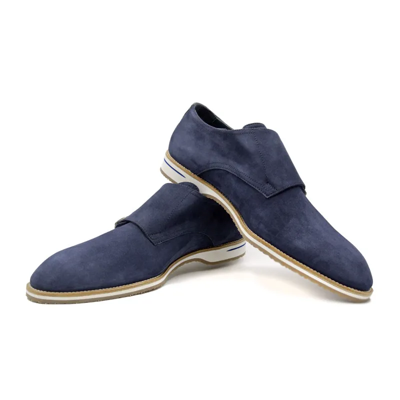 56-100-BLU LEGERRA Sueded Goatskin Monkstrap, Blue