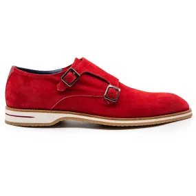 56-100-RED LEGERRA Sueded Goatskin Monkstrap, Red