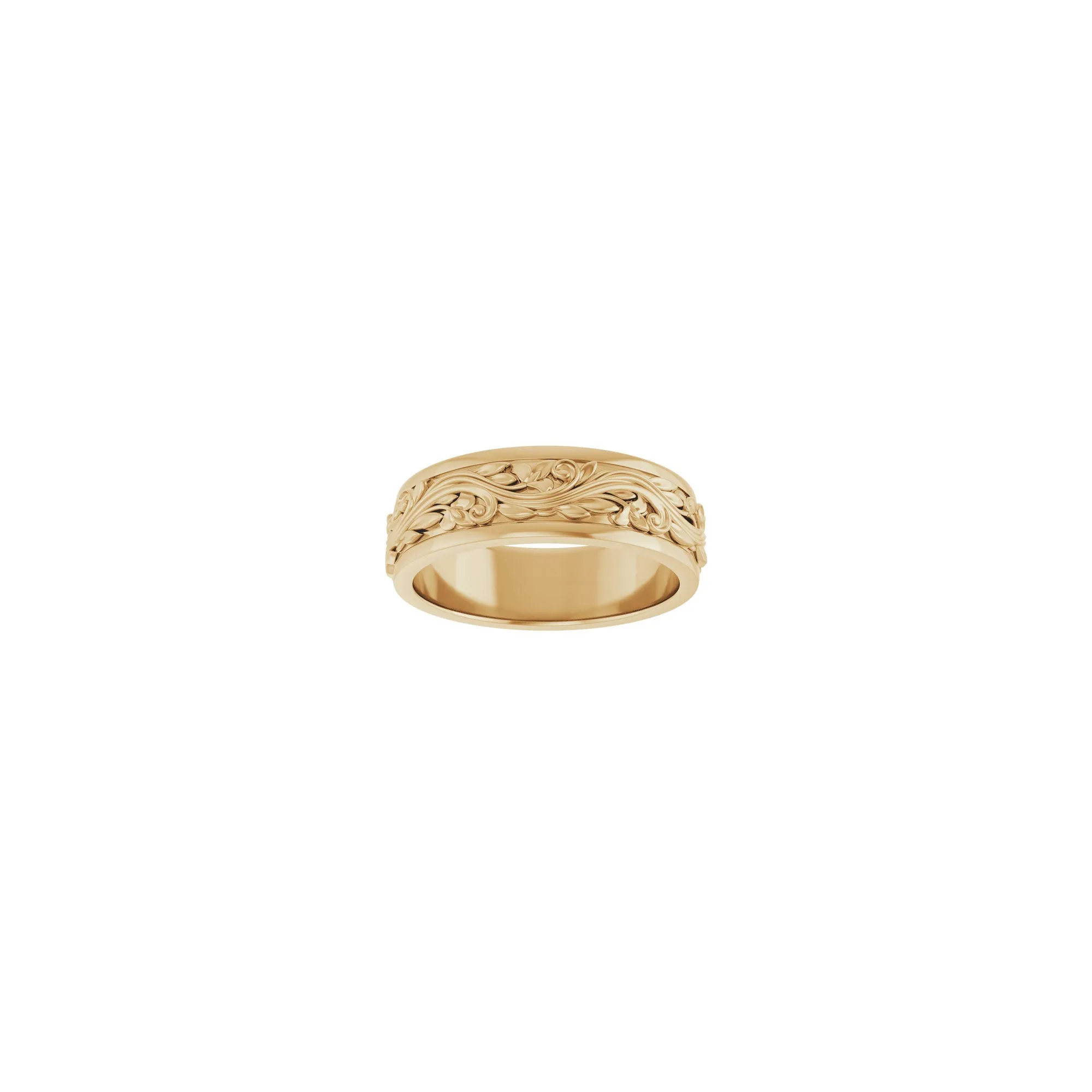 7 mm Wavy Laurel Textured Ring