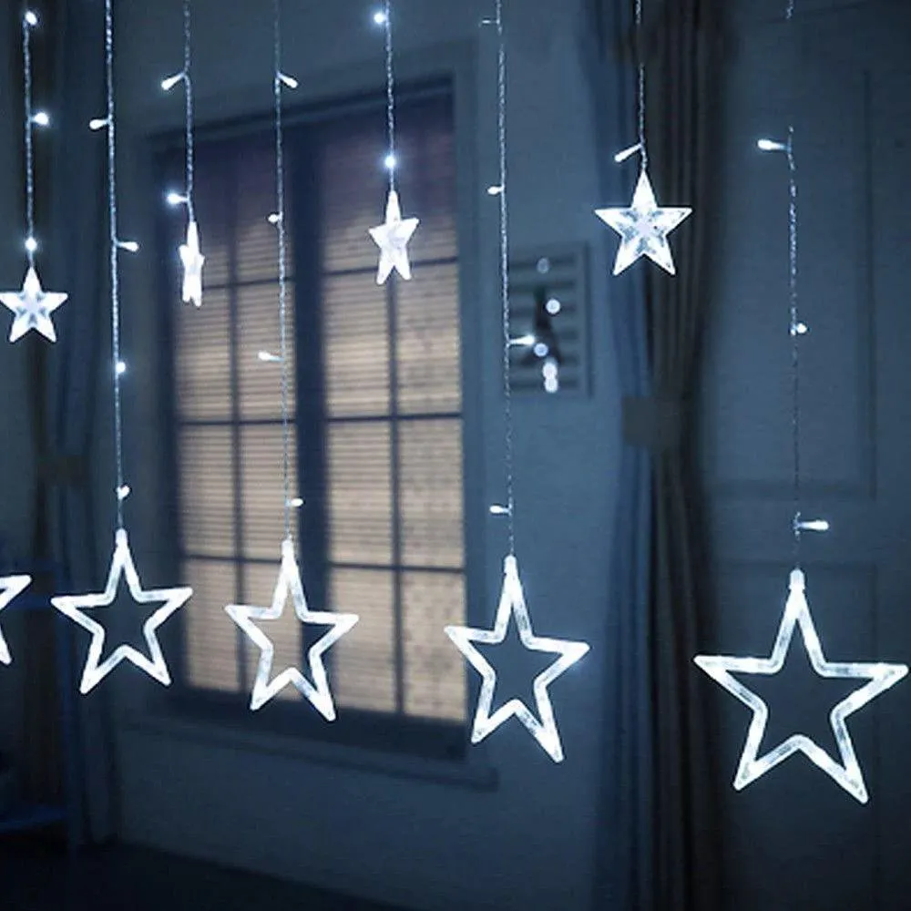 8.2 ft Curtain Hanging String Lights Acrylic Star LED Lighting for Christmas Wedding Fairy Lights 216 Bulbs