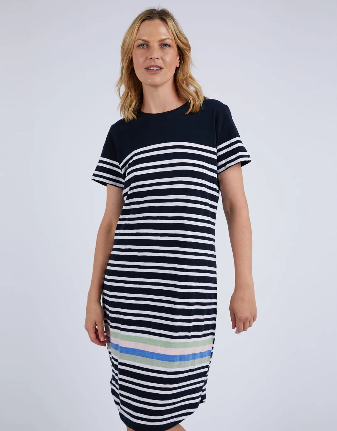 Aligner Tee Dress - Navy/White Stripe