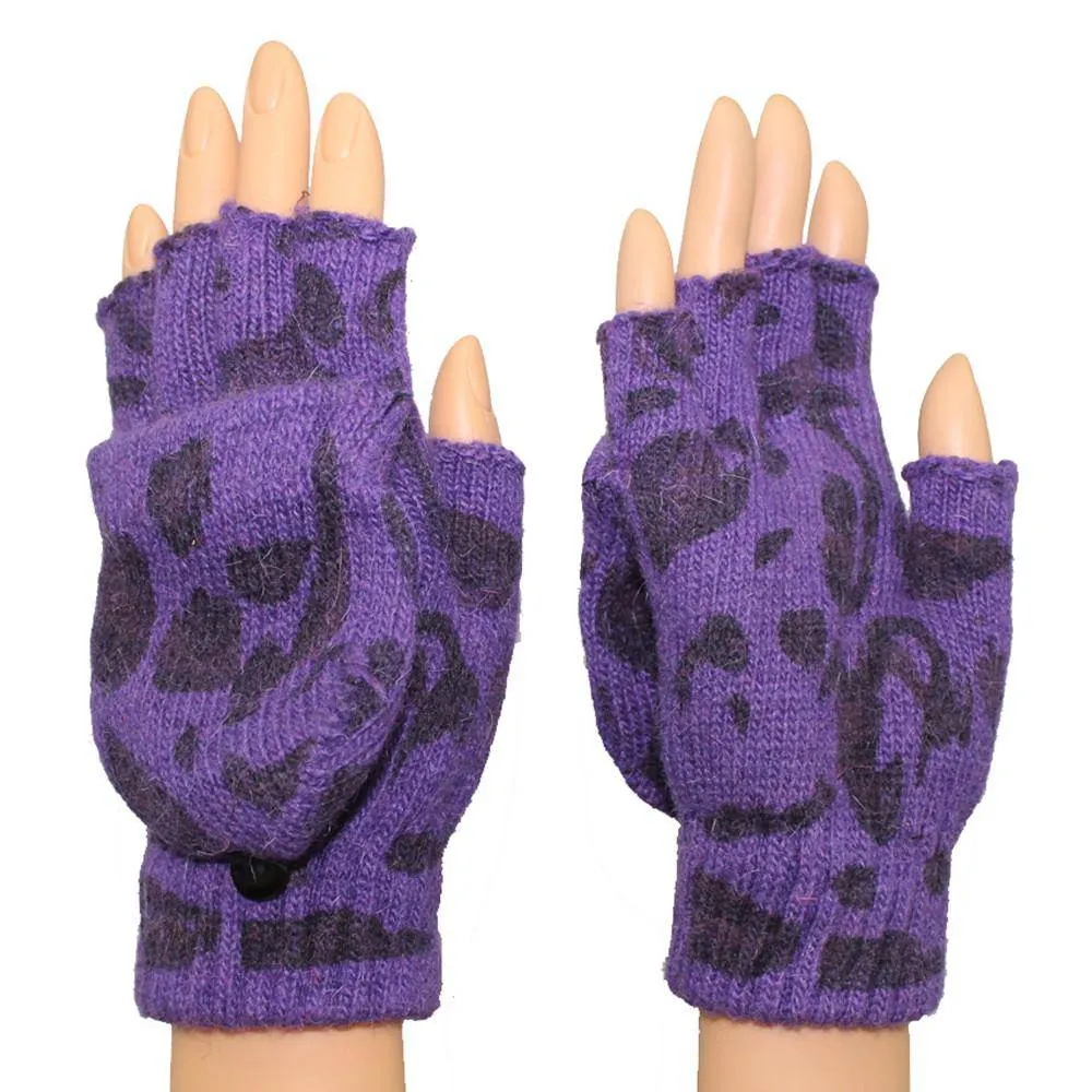 Animal Print Pop Top Glove-Purple