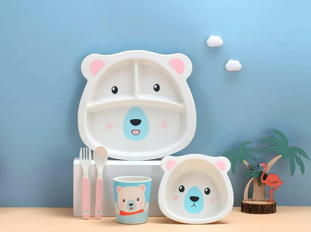 Animals Face 5pcs Tableware Set For Kids (Polar Bear)