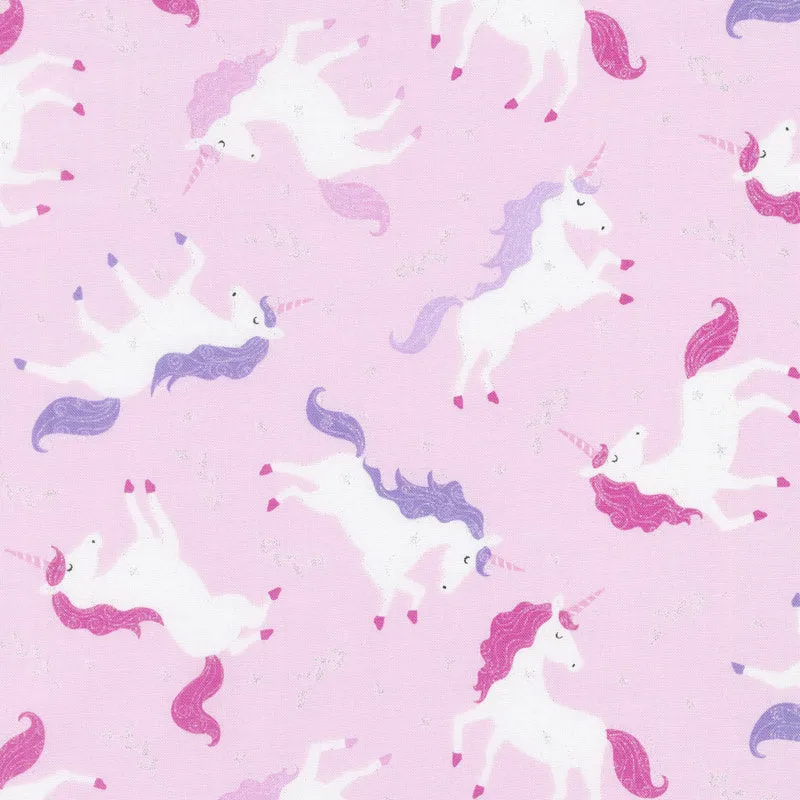 Animals - Tossed Unicorns Blush Pink Metallic Yardage