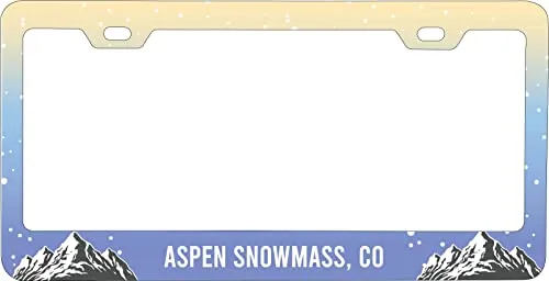 Aspen Snowmass Colorado Ski Snowboard Winter Adventures Metal License Plate Frame