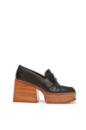 Augusta Platform Loafer in Black Leather