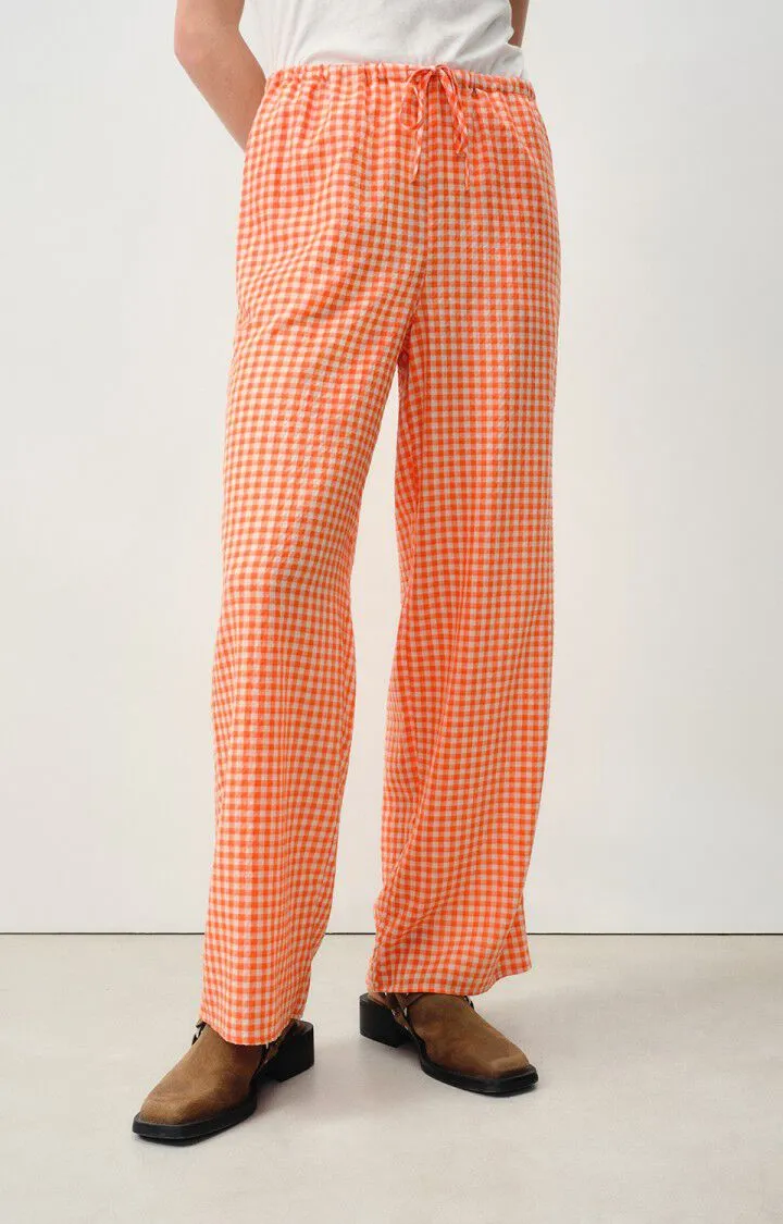 AV Pykaboo Check Trousers in Neon Orange