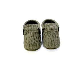 Basketweave Sage Moccs