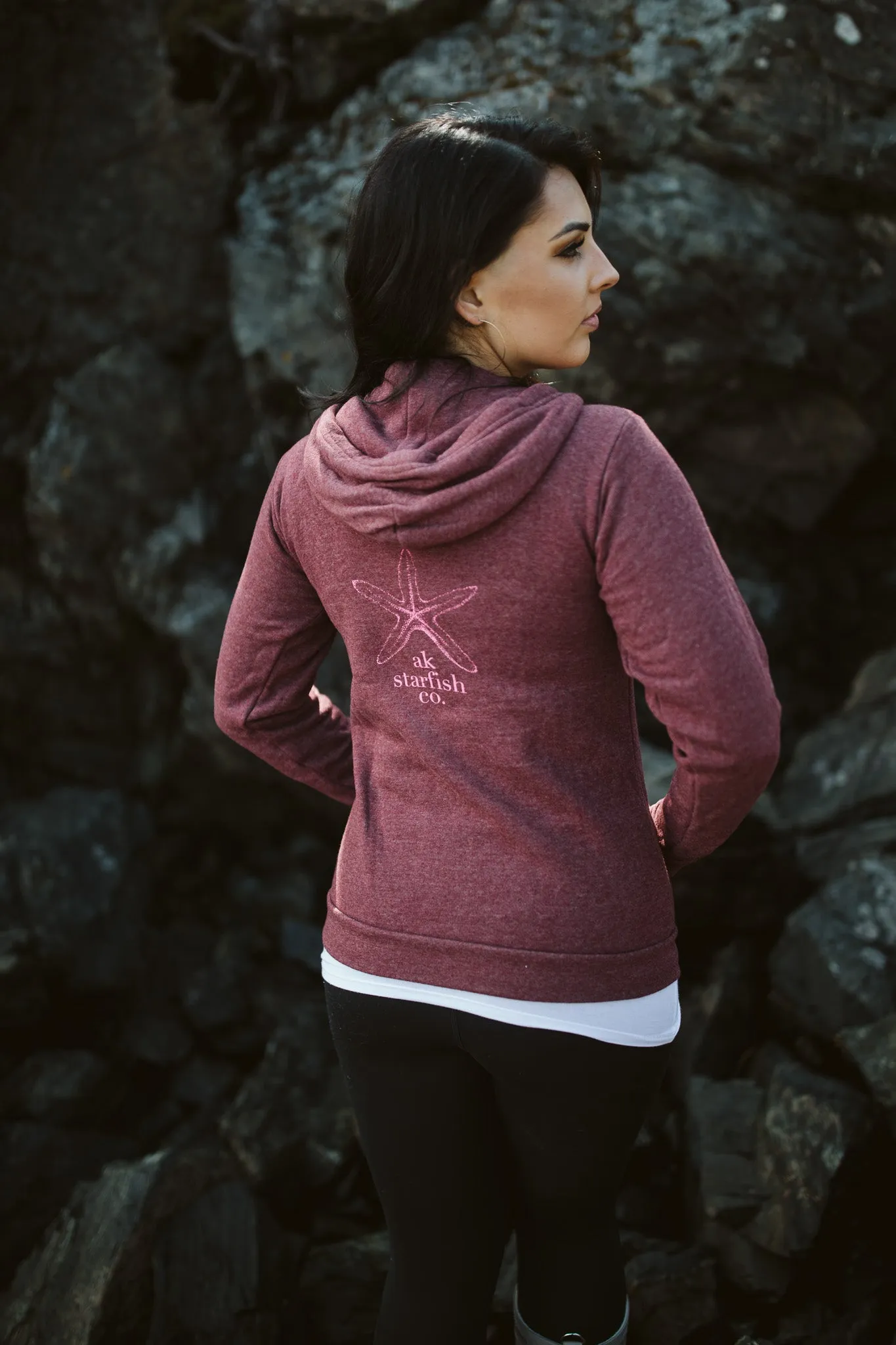 Beach Rose AK Starfish Co. Tri Blend Zipped Hoody