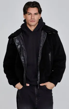 Black Sherpa Bomber Jacket