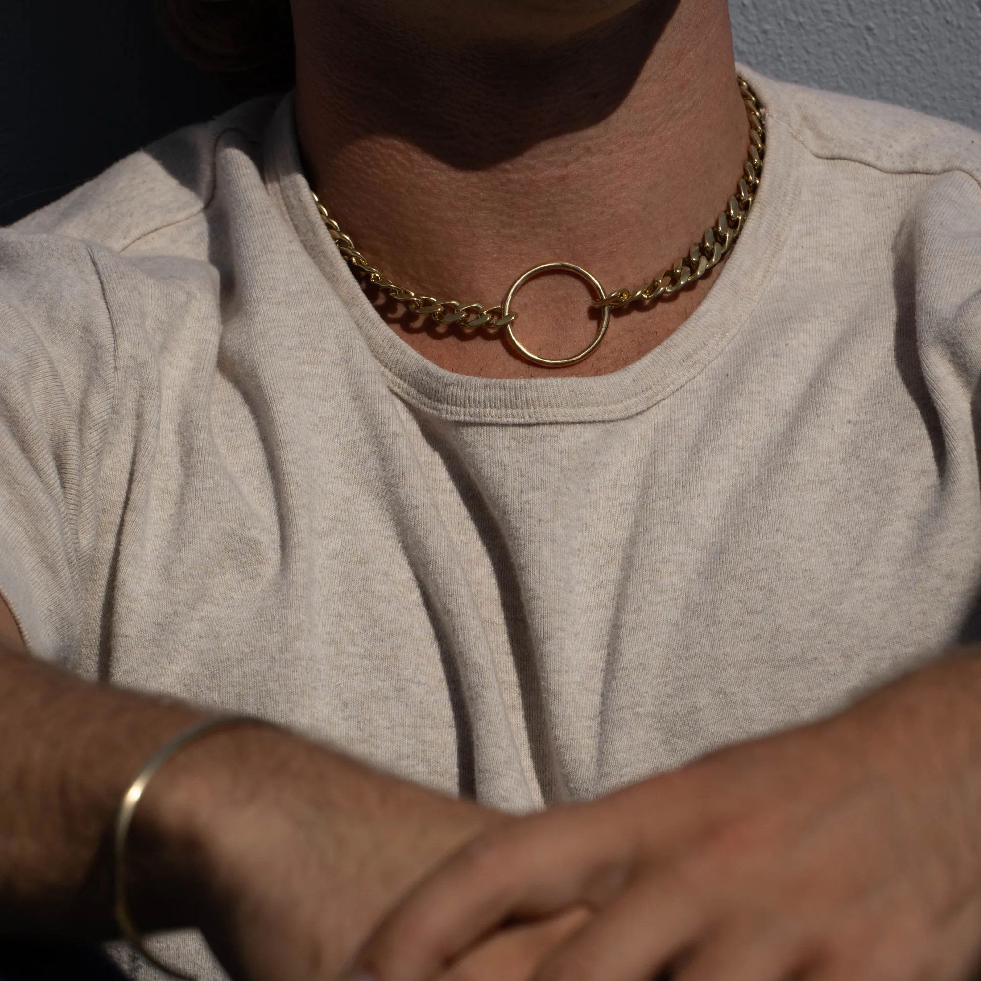 Brass Thick Circle Chain Necklace