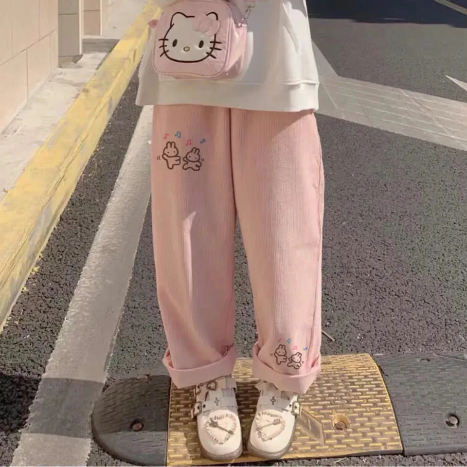 Bunny Friends Pink Corduroy Pants