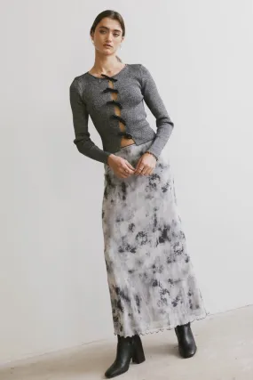 Chandler Abstract Maxi Skirt in Grey