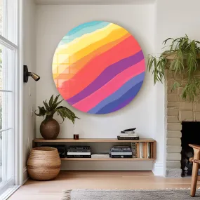 Colourful Waves II - Rounded Glass Wall Art