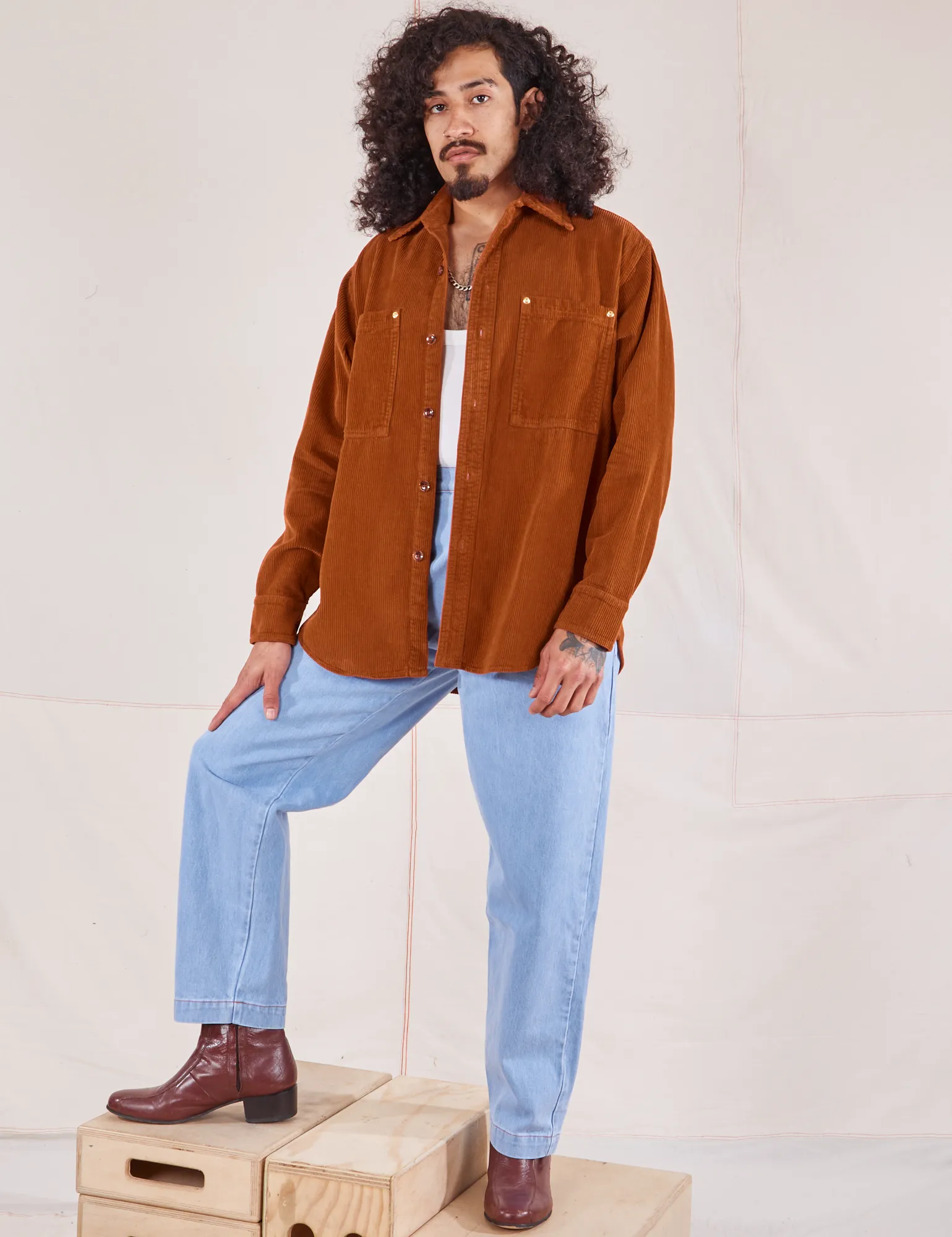 Corduroy Overshirt - Burnt Terracotta *FINAL SALE*