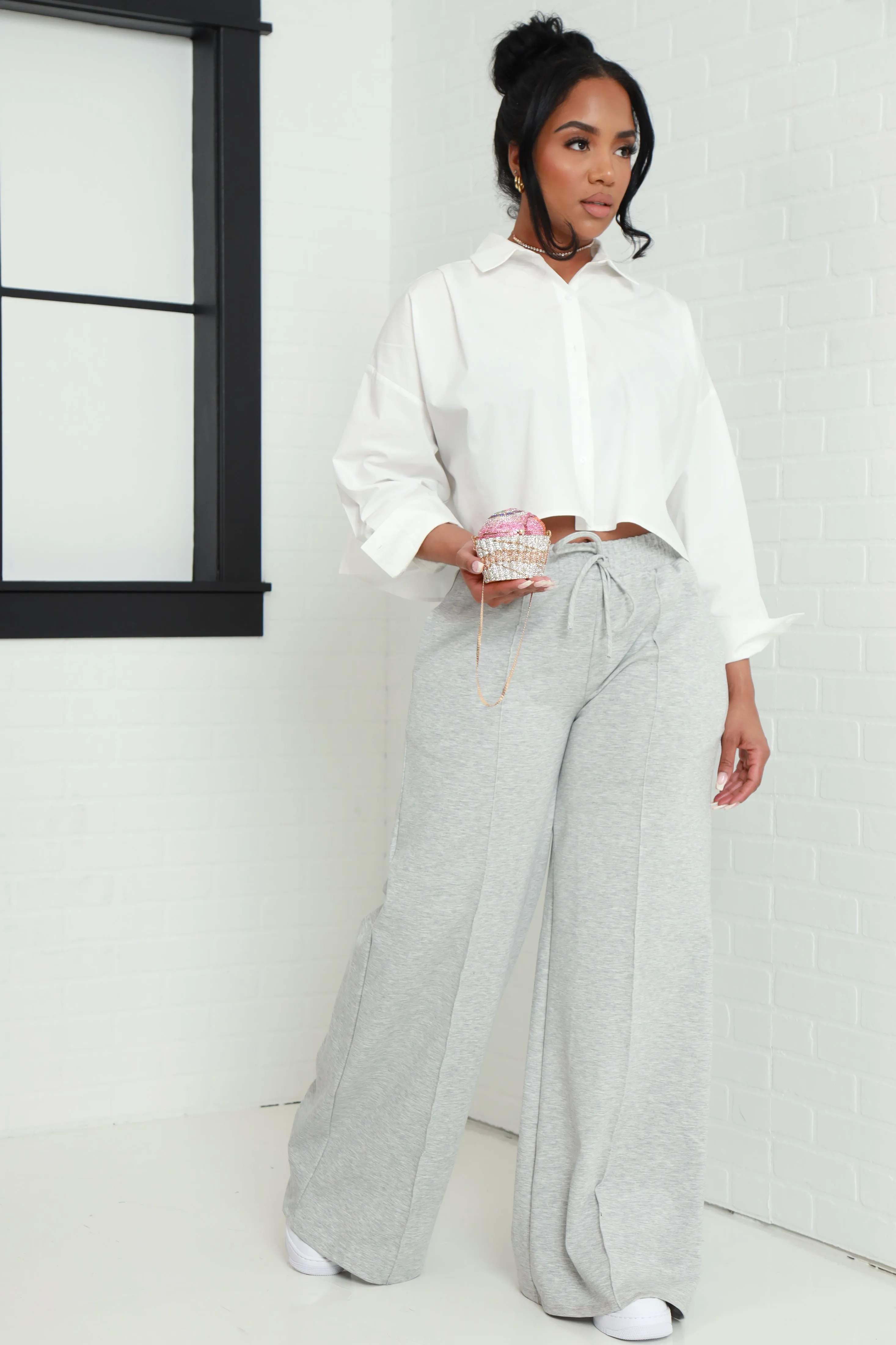 Day Off Wide Flare Pants - Heather Grey