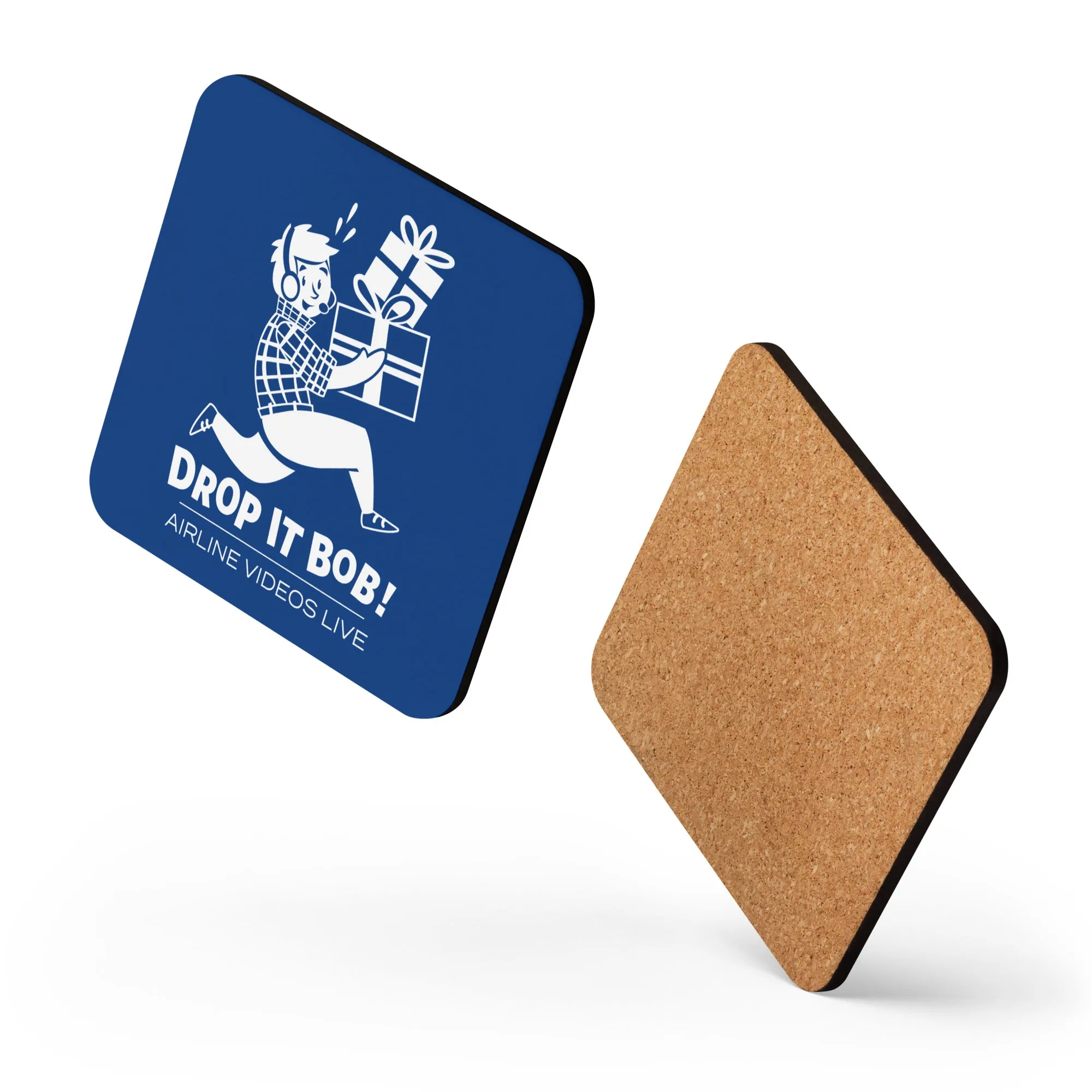 DROP IT BOB! (BLUE) Cork-back coaster