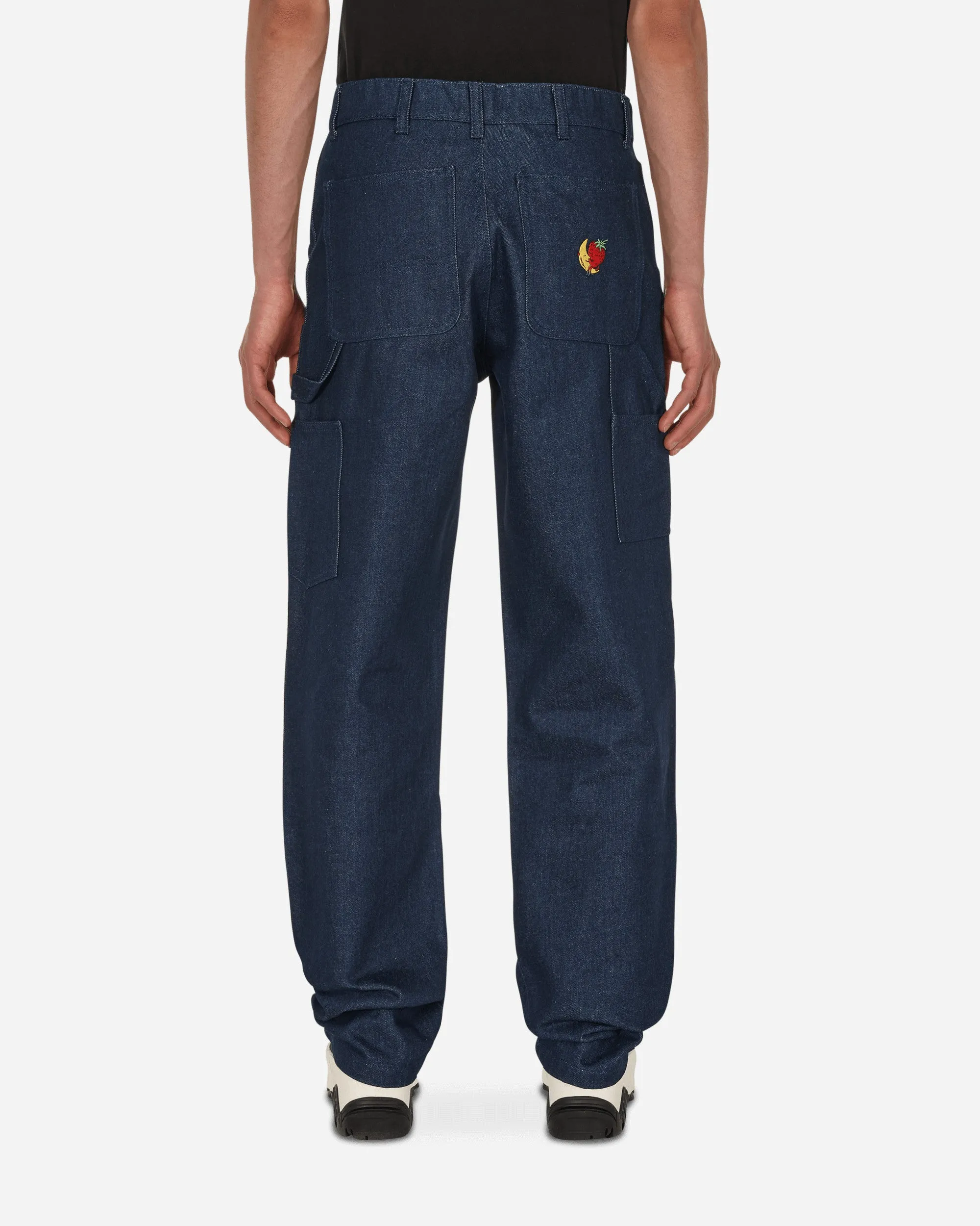 Embroidered Workwear Denim Pants Blue