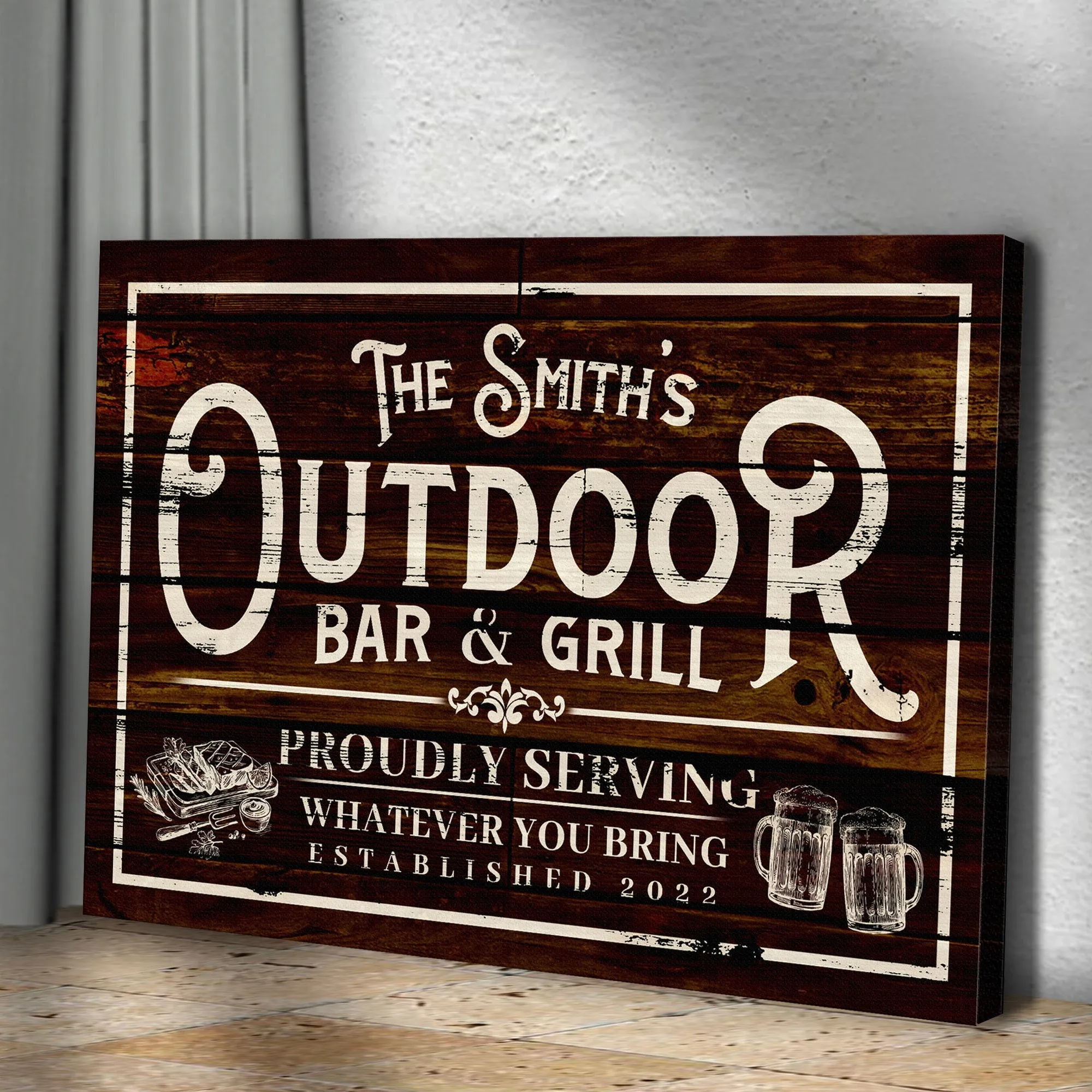 Family Outdoor Bar And Grill Sign II