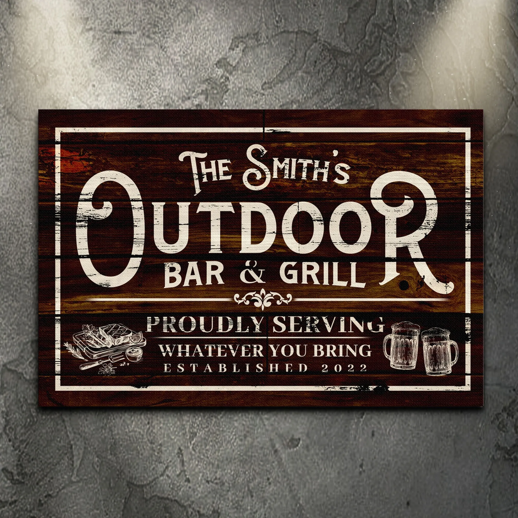 Family Outdoor Bar And Grill Sign II