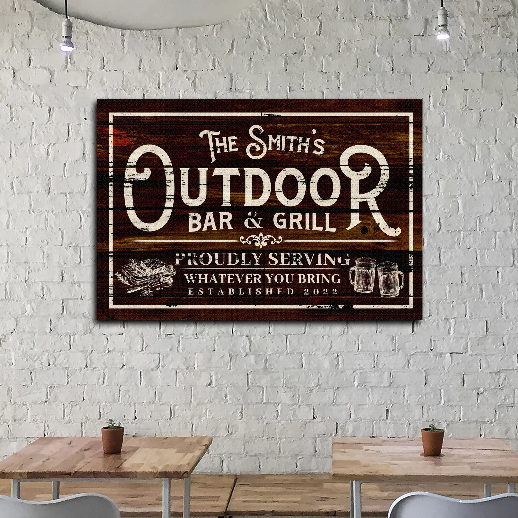 Family Outdoor Bar And Grill Sign II