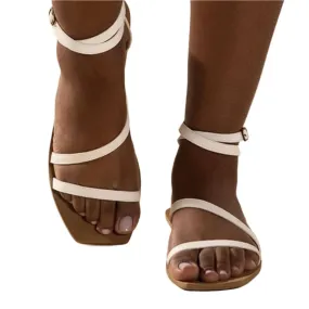 Flat vegan sandal by Arenaria - white