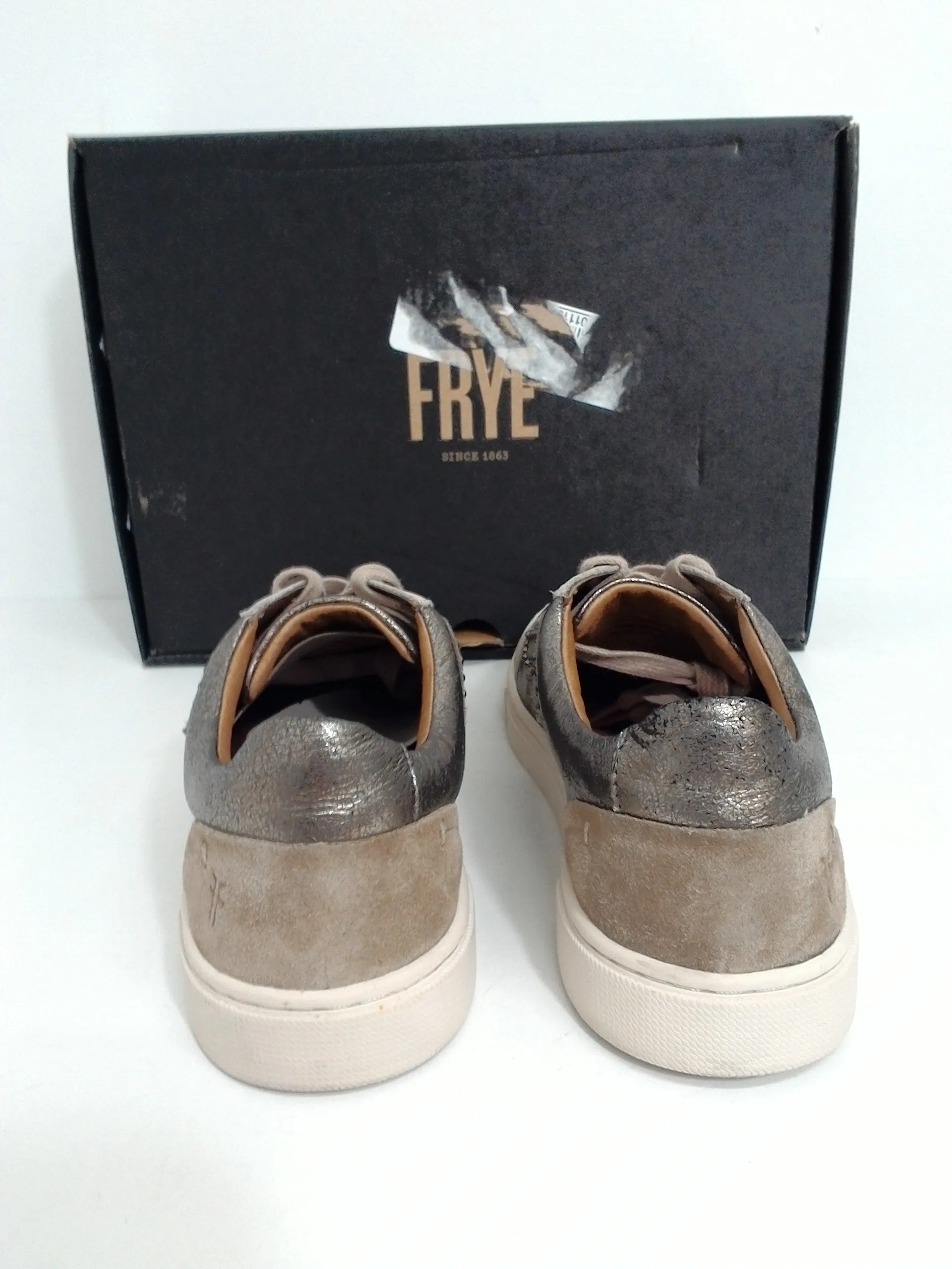 FRYE Women's leather Lena Zip Low sneakears Bronze size 6M