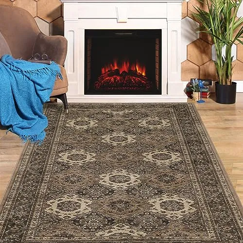 GARVEE 10x13 Rug Large Premium Thick Rug Traditional Area Rug Non-Slip Carpet Non-Shedding Esay-Cleaning Rug Vintage Bohemian Rug for Living Room Bedroom Farmhouse Dining Room Office,10x13