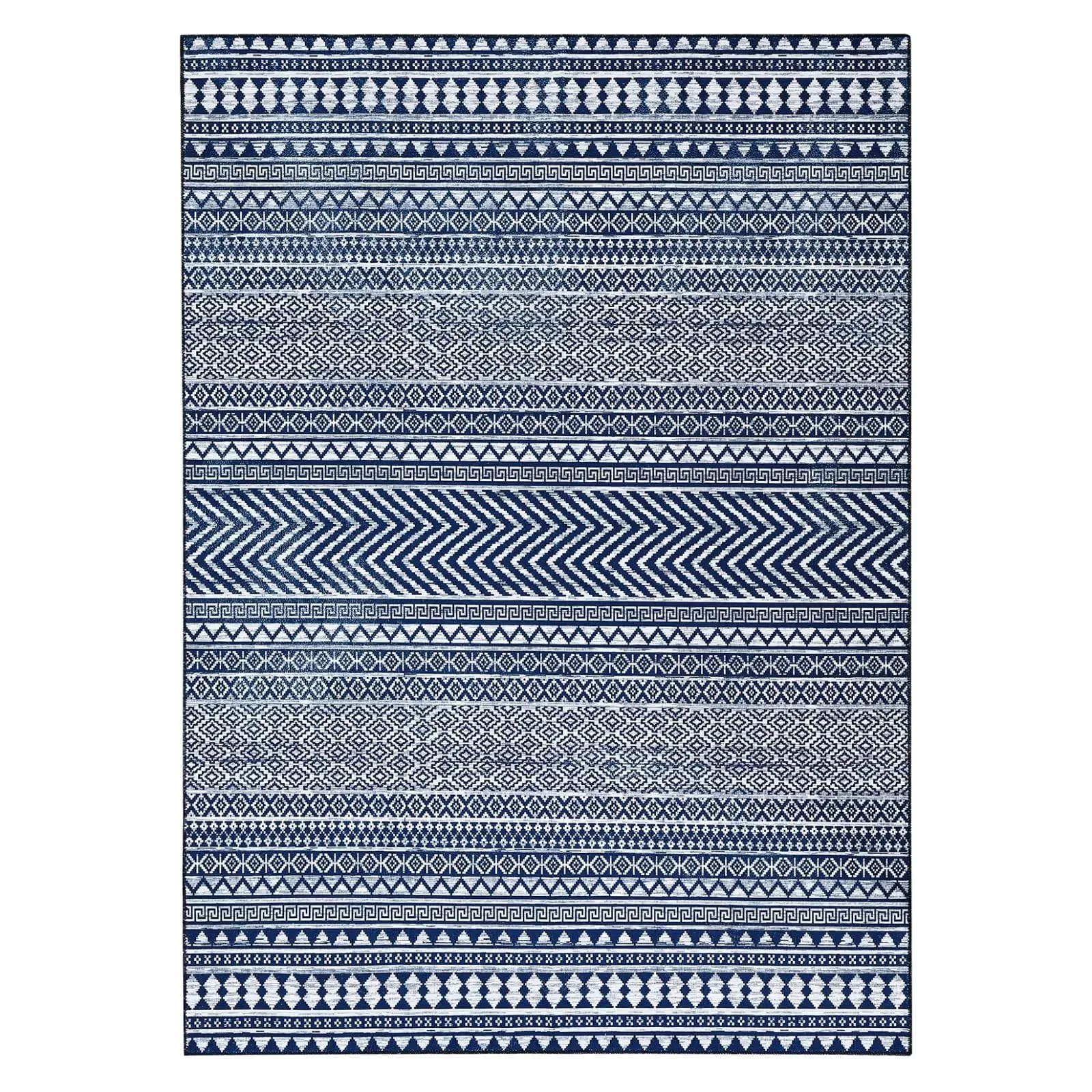 GARVEE Boho Area Rug 6x9 Navy Moroccan Bohemian Large Rug Indoor Modern Machine Washable Floor Carpet Non Slip Geometric Rug for Living Room Bedroom Stain Resistant Accent Rug for Dining Room Office