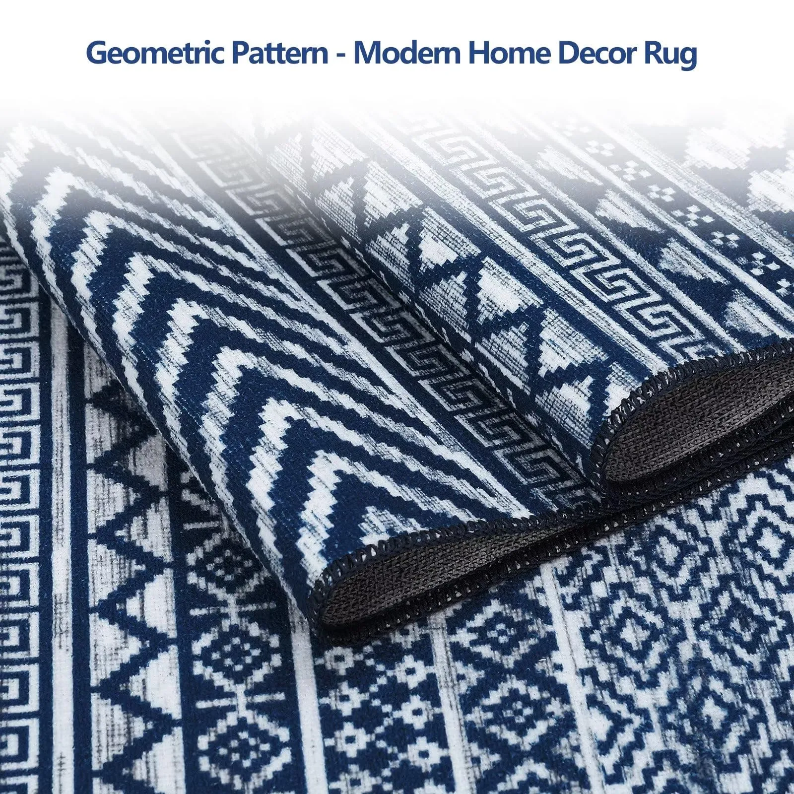 GARVEE Boho Area Rug 6x9 Navy Moroccan Bohemian Large Rug Indoor Modern Machine Washable Floor Carpet Non Slip Geometric Rug for Living Room Bedroom Stain Resistant Accent Rug for Dining Room Office