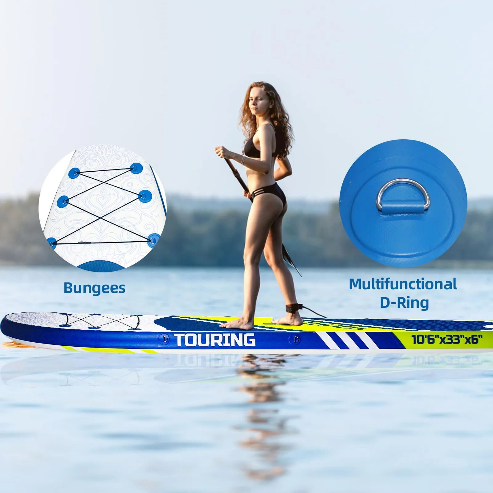 GARVEE Inflatable Paddle Board 10'6x33x6   Adjustable Floating Paddles   Premium Accessories   Non-Slip Comfort Deck   Durable & Stable Design   Suitable for Youth & Adults   Pet-Friendly   Ideal for Fishing, Surfing, Yoga