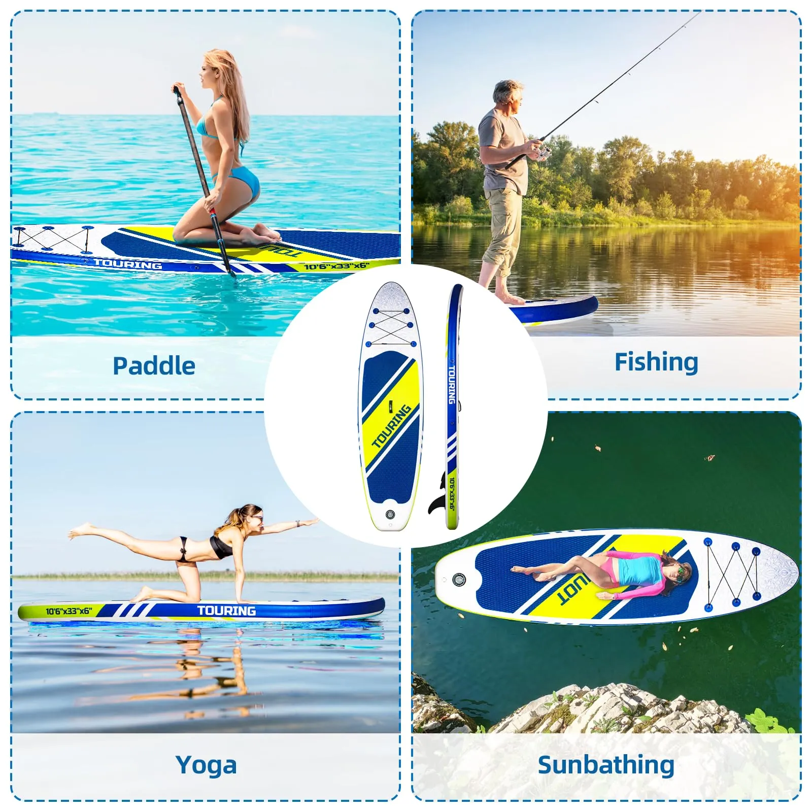 GARVEE Inflatable Paddle Board 10'6x33x6   Adjustable Floating Paddles   Premium Accessories   Non-Slip Comfort Deck   Durable & Stable Design   Suitable for Youth & Adults   Pet-Friendly   Ideal for Fishing, Surfing, Yoga