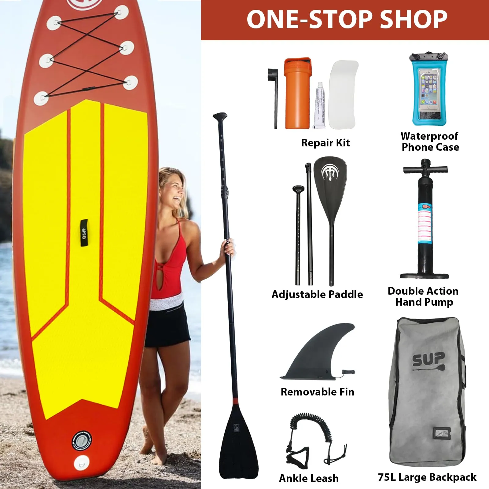 GARVEE Inflatable Paddle Board for Adults, 11'×33 Stand up Paddle Board Inflatable with SUP Accessories, Ultra Stable Sup Board, Fishing Blow up Paddle Boards with Paddle, Pump, Backpack, Fin