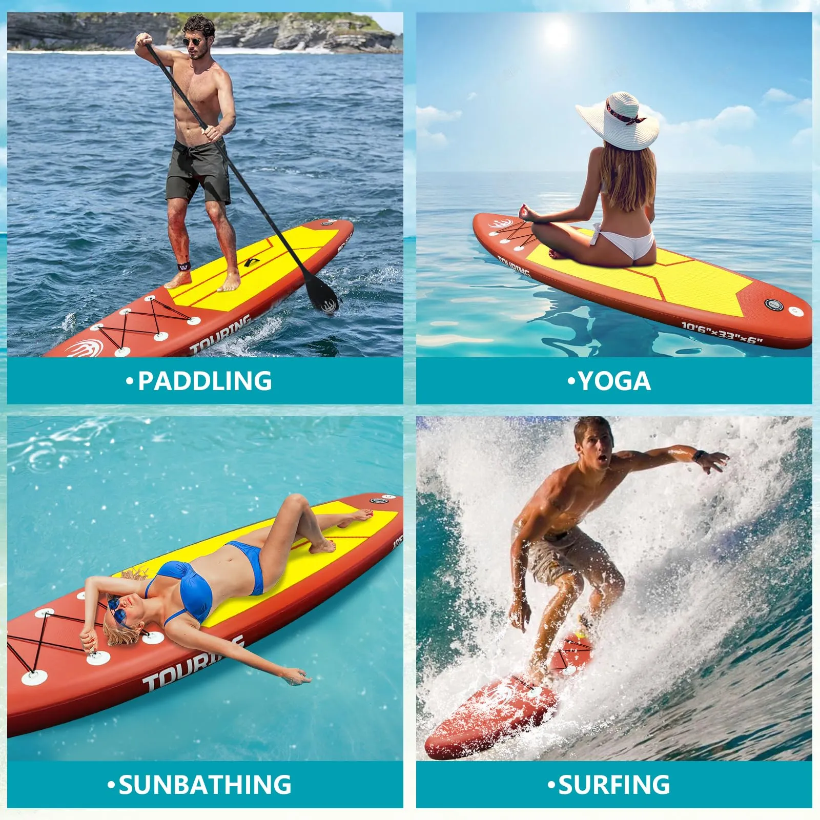 GARVEE Inflatable Paddle Board for Adults, 11'×33 Stand up Paddle Board Inflatable with SUP Accessories, Ultra Stable Sup Board, Fishing Blow up Paddle Boards with Paddle, Pump, Backpack, Fin