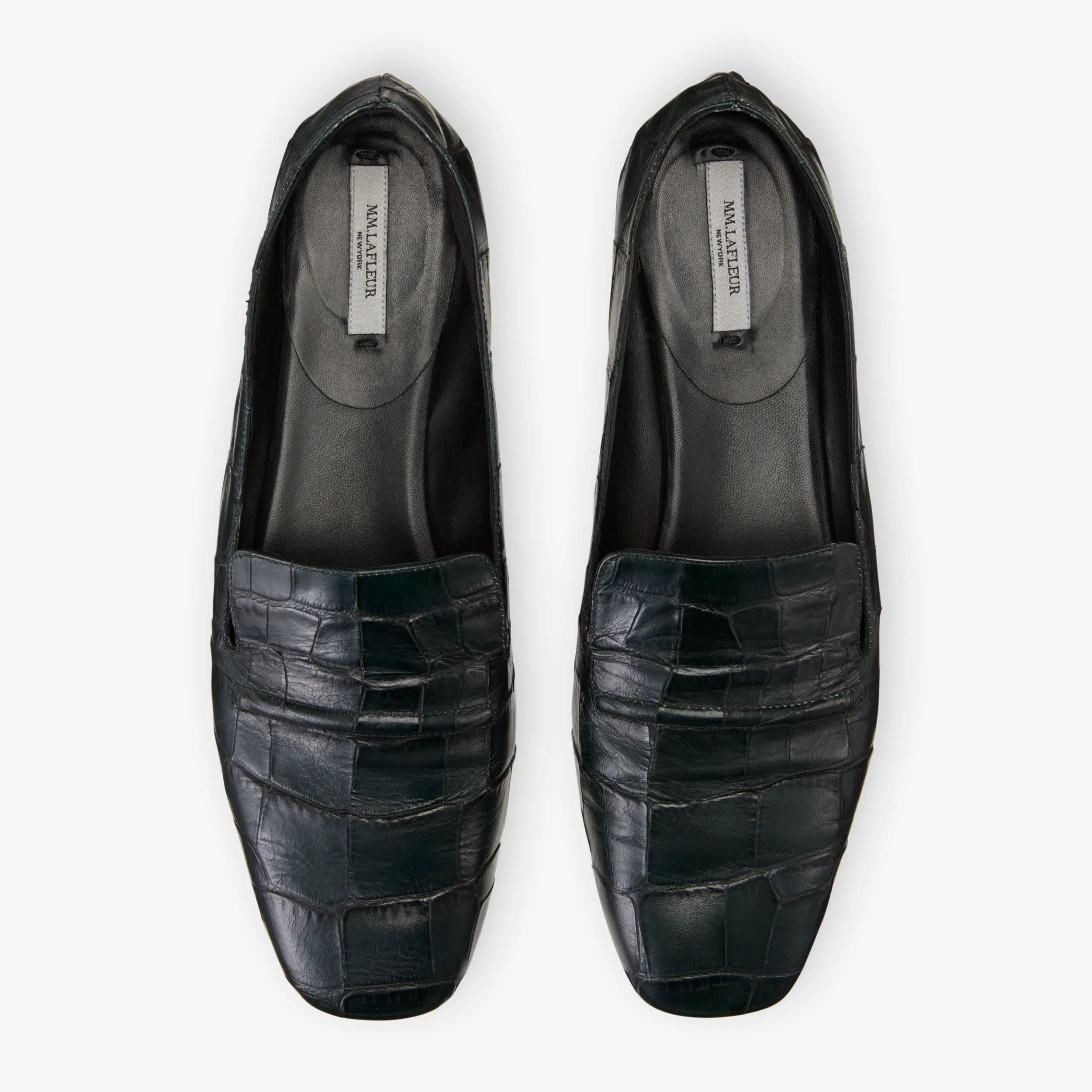 Grace Loafer - Embossed Croc :: Dark Green