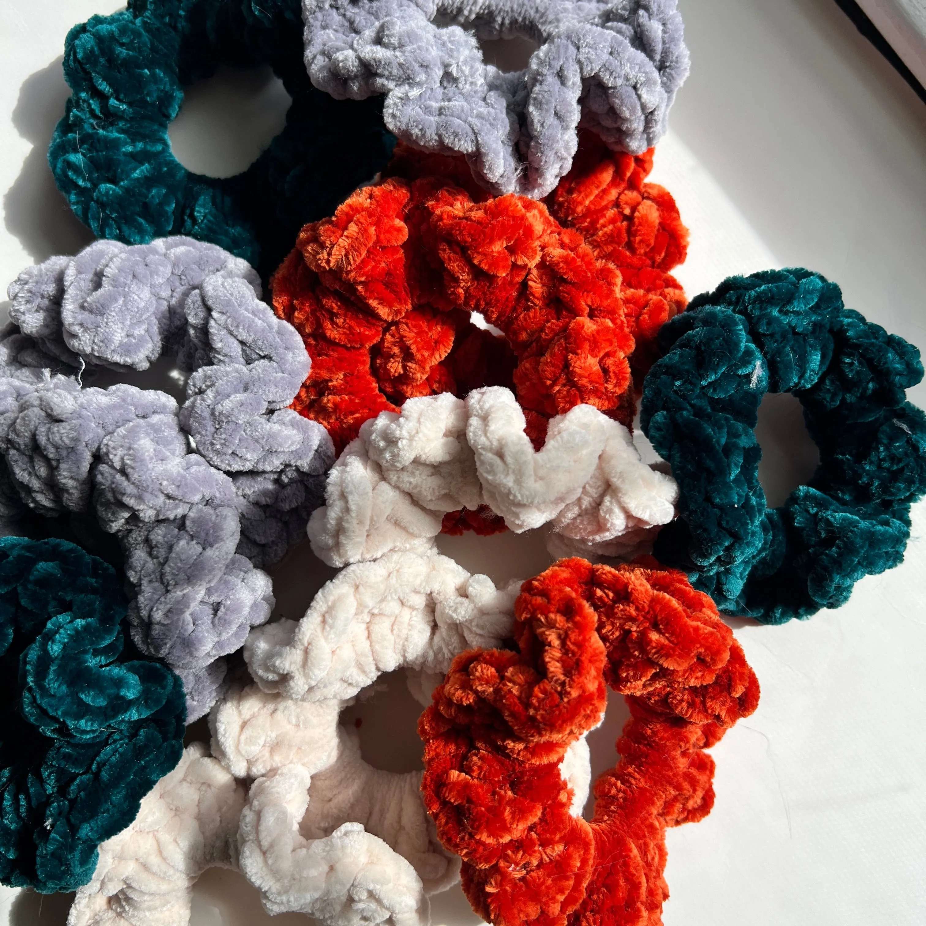 Grey Velvet Scrunchie