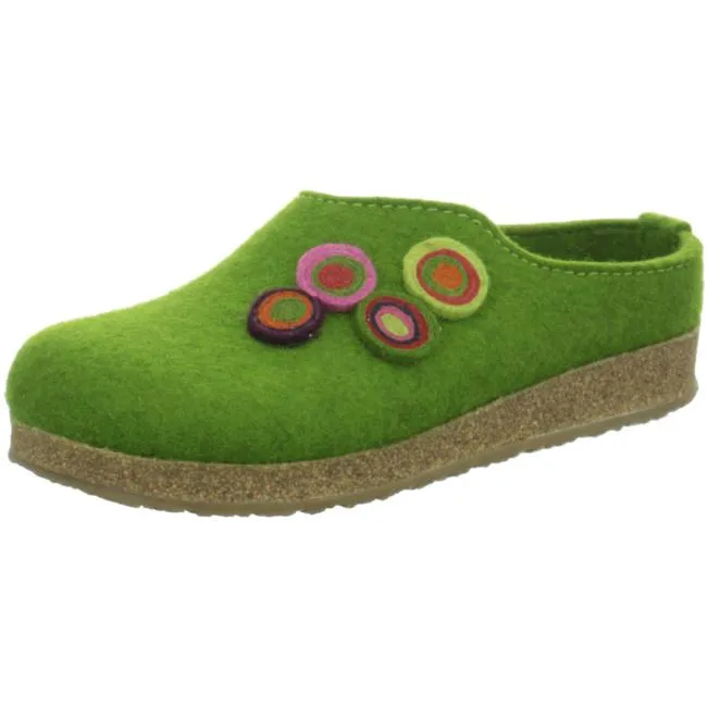 Haflinger Slippers green female Sandals Clogs Felt