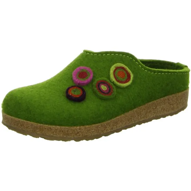 Haflinger Slippers green female Sandals Clogs Wool felt Kanon